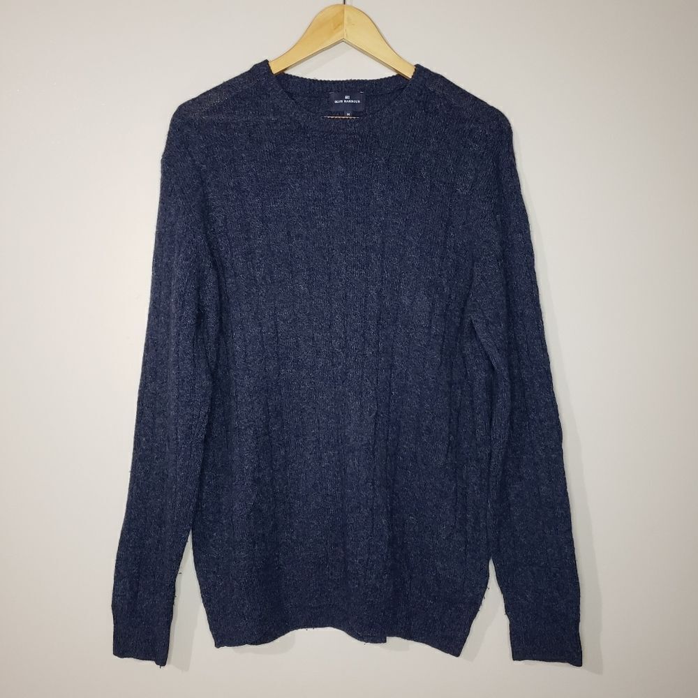 Blue Harbour Medium Navy 100% Lambswool Long Sleeve Crewneck Sweater